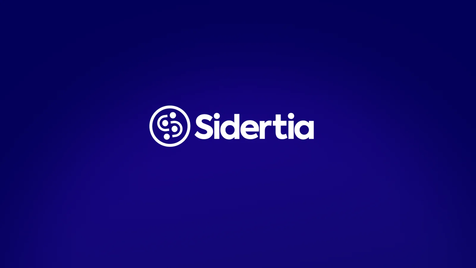 The final Sidertia logo in white on a deep abyssal-blue gradient