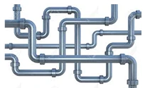 A tangle of industrial pipes