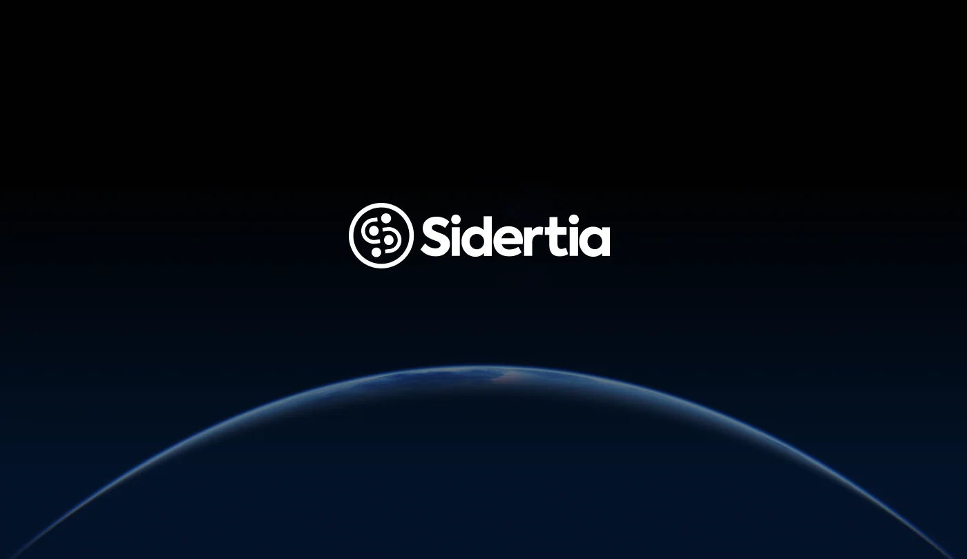 The Sidertia logo over the curve of the Earth at night