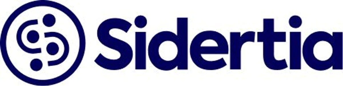 The new Sidertia logo: the data isotype beside the wordmark, in abyssal blue.