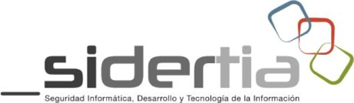 The old Sidertia logotype: _sidertia in grey with overlapping coloured squares, tagged ‘Seguridad Informática, Desarrollo y Tecnología de la Información’.