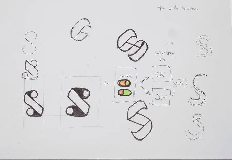 Sketchbook page 4: S symbols with on and off switches