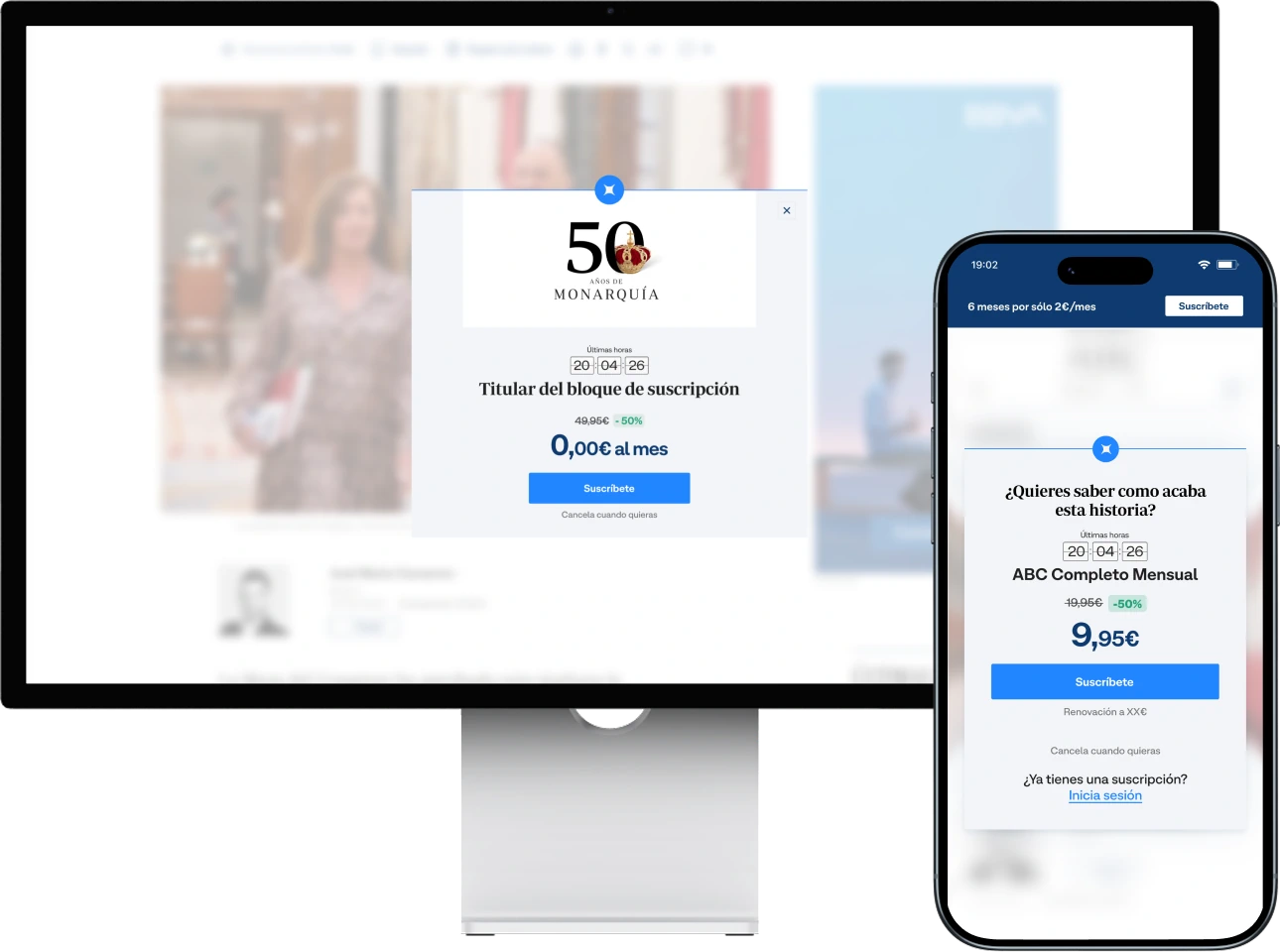 Subscription pop-up with a single offer